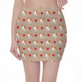Love English Bulldog Pattern Print Pencil Mini Skirt
