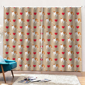 Love English Bulldog Pattern Print Pencil Pleat Curtains