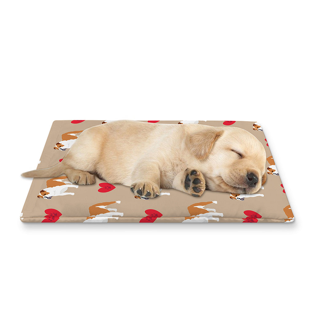 Love English Bulldog Pattern Print Pet Cooling Mat Cover