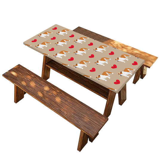Love English Bulldog Pattern Print Picnic Table Cover