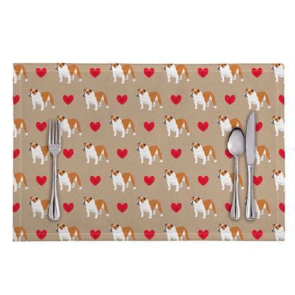 Love English Bulldog Pattern Print Placemat