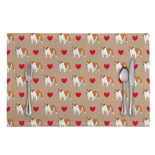 Love English Bulldog Pattern Print Placemat