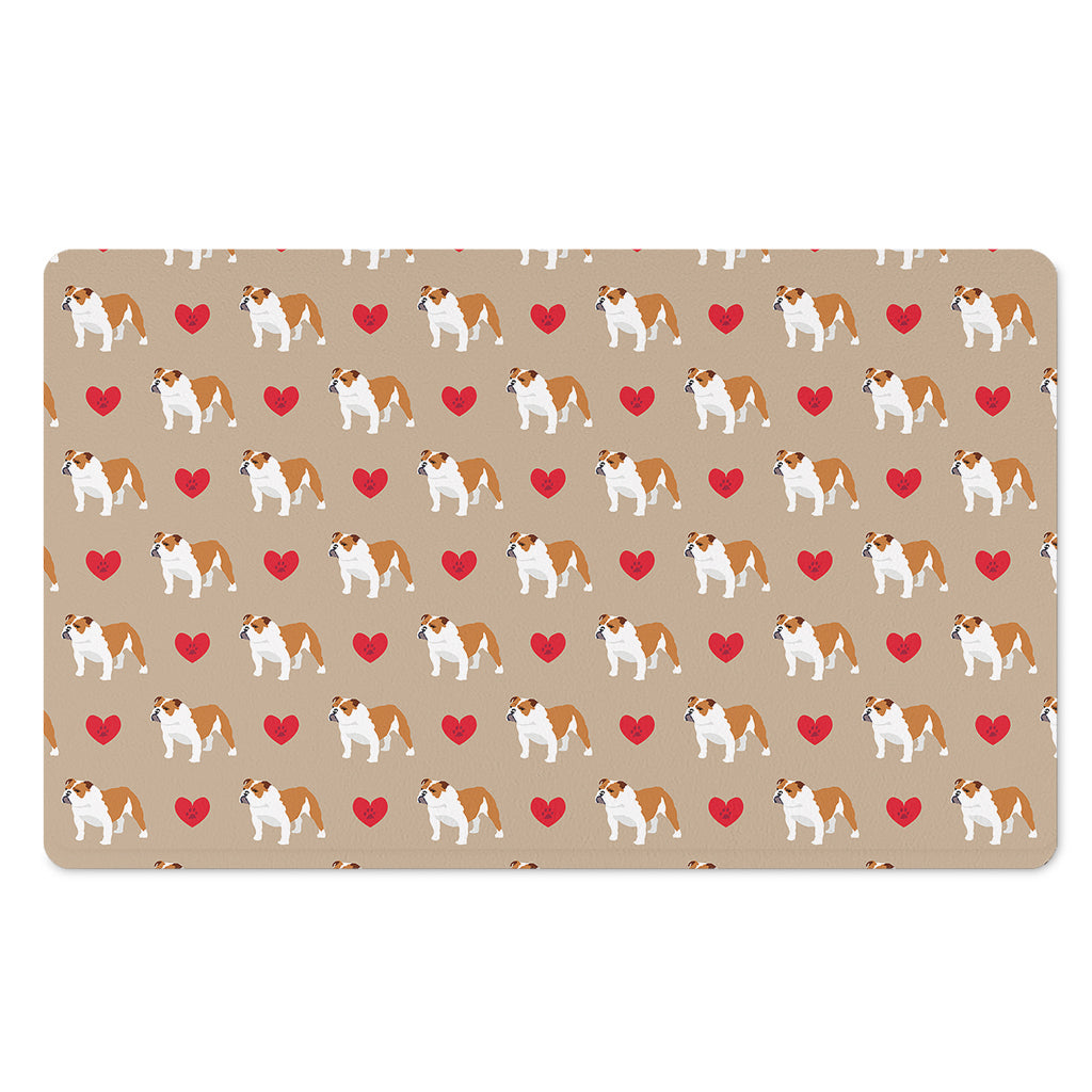 Love English Bulldog Pattern Print Polyester Doormat