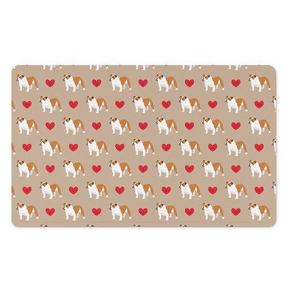 Love English Bulldog Pattern Print Polyester Doormat