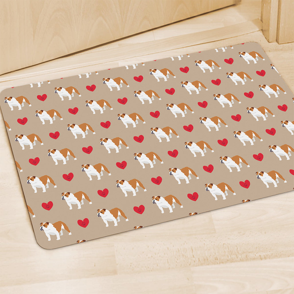 Love English Bulldog Pattern Print Polyester Doormat