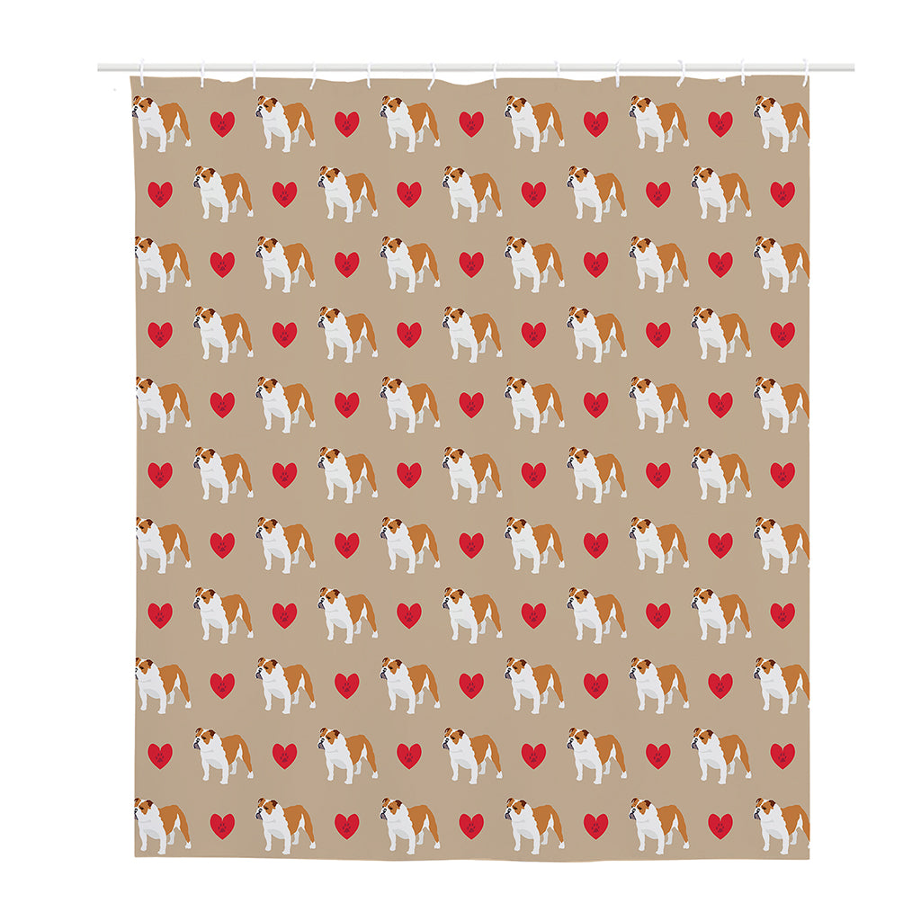 Love English Bulldog Pattern Print Polyester Shower Curtain