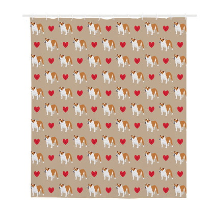Love English Bulldog Pattern Print Polyester Shower Curtain