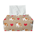 Love English Bulldog Pattern Print Rectangle Tissue Box Cover