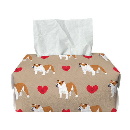 Love English Bulldog Pattern Print Rectangle Tissue Box Cover