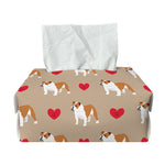 Love English Bulldog Pattern Print Rectangle Tissue Box Cover