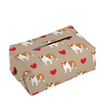 Love English Bulldog Pattern Print Rectangle Tissue Box Cover