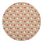 Love English Bulldog Pattern Print Round Blanket