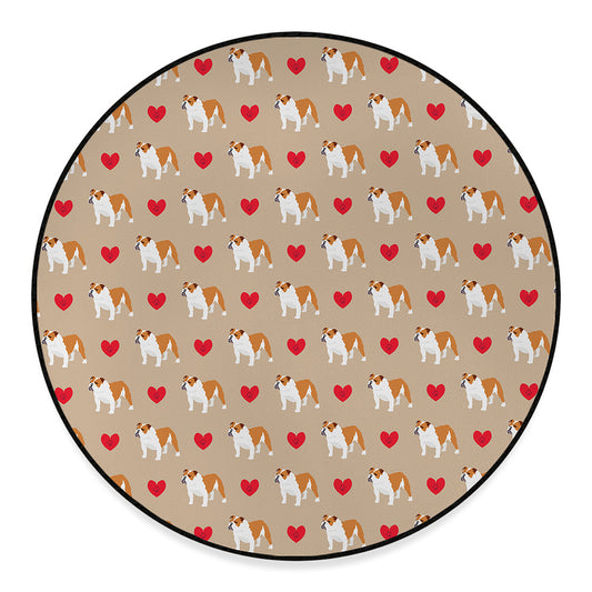 Love English Bulldog Pattern Print Round Floor Mat