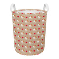 Love English Bulldog Pattern Print Round Laundry Basket