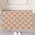 Love English Bulldog Pattern Print Rubber Doormat