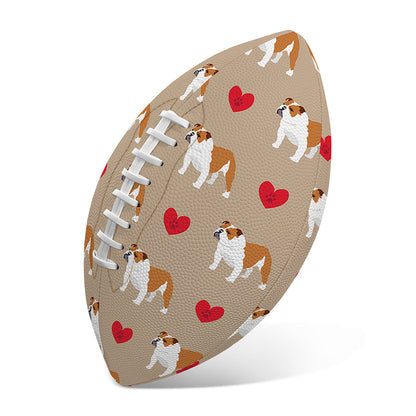 Love English Bulldog Pattern Print Rugby Ball