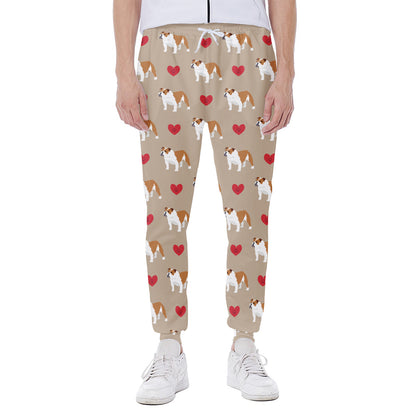 Love English Bulldog Pattern Print Scuba Joggers