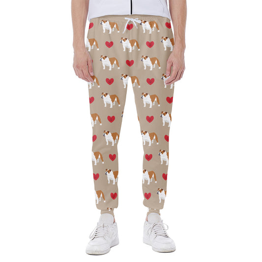 Love English Bulldog Pattern Print Scuba Joggers
