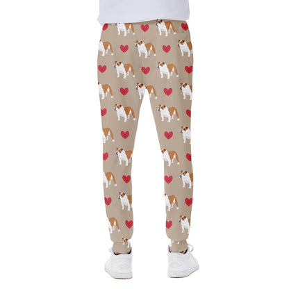 Love English Bulldog Pattern Print Scuba Joggers