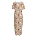Love English Bulldog Pattern Print Short Sleeve Long Nightdress