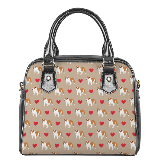 Love English Bulldog Pattern Print Shoulder Handbag