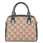 Love English Bulldog Pattern Print Shoulder Handbag