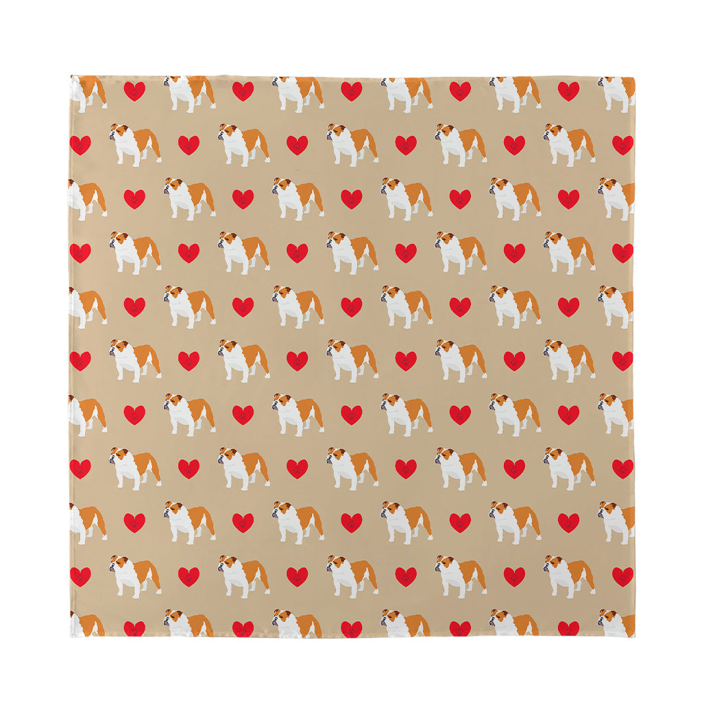 Love English Bulldog Pattern Print Silk Bandana