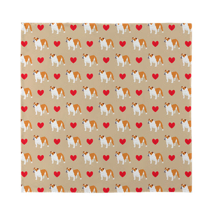 Love English Bulldog Pattern Print Silk Bandana