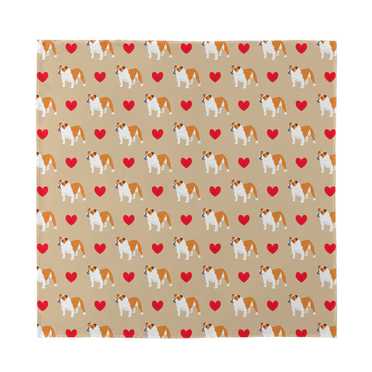 Love English Bulldog Pattern Print Silk Bandana