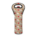 Love English Bulldog Pattern Print Single Neoprene Wine Tote