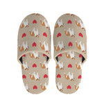 Love English Bulldog Pattern Print Slippers