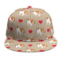 Love English Bulldog Pattern Print Snapback Cap