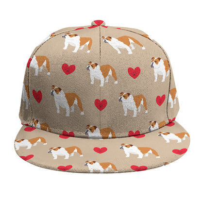 Love English Bulldog Pattern Print Snapback Cap
