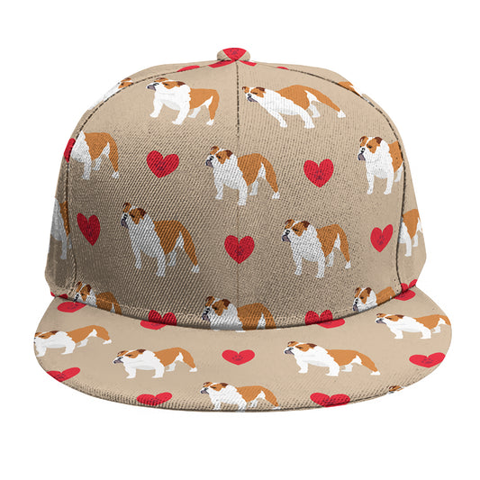 Love English Bulldog Pattern Print Snapback Cap
