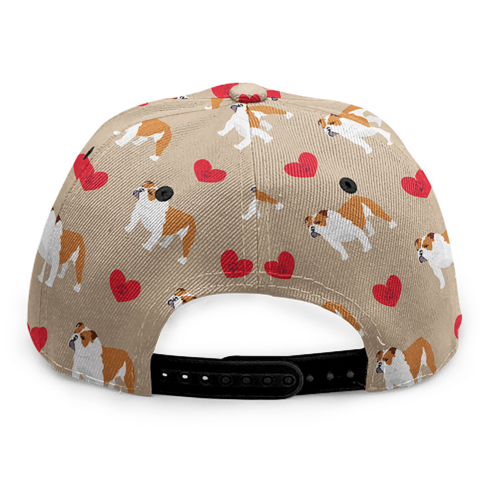 Love English Bulldog Pattern Print Snapback Cap