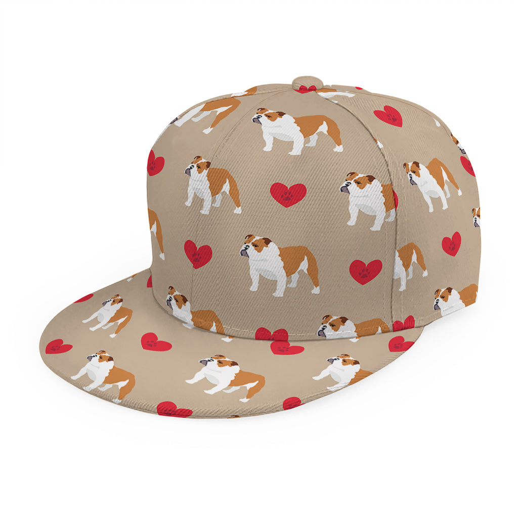 Love English Bulldog Pattern Print Snapback Cap
