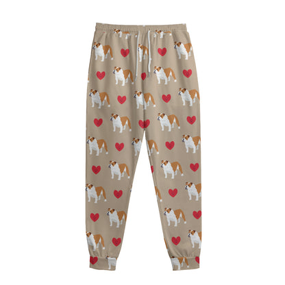 Love English Bulldog Pattern Print Sweatpants