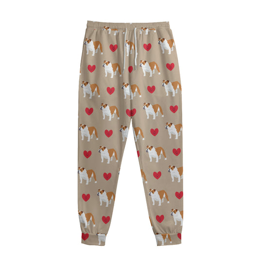 Love English Bulldog Pattern Print Sweatpants