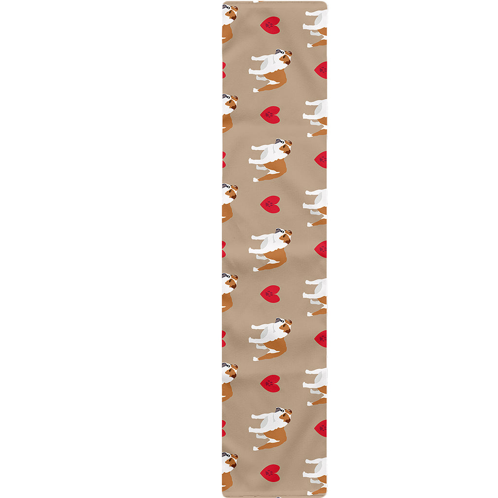 Love English Bulldog Pattern Print Table Runner
