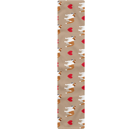 Love English Bulldog Pattern Print Table Runner
