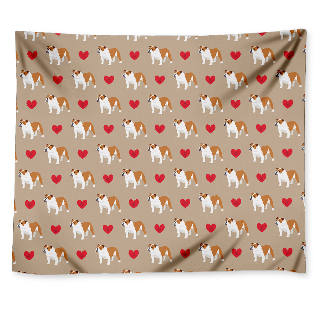 Love English Bulldog Pattern Print Tapestry