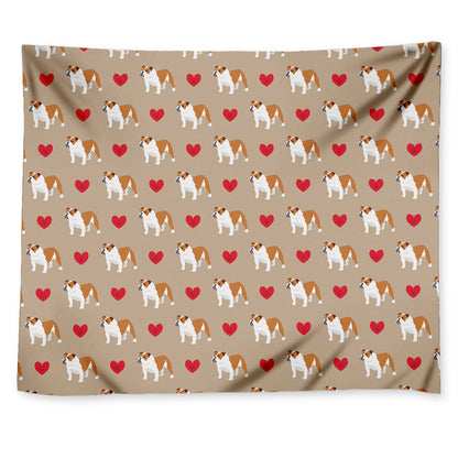 Love English Bulldog Pattern Print Tapestry