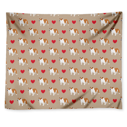 Love English Bulldog Pattern Print Tapestry