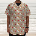 Love English Bulldog Pattern Print Textured Short Sleeve Shirt