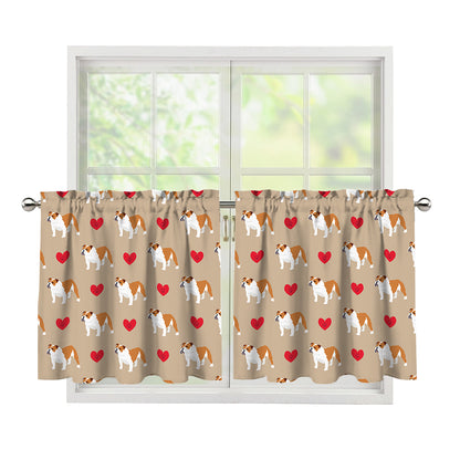 Love English Bulldog Pattern Print Tier Curtains