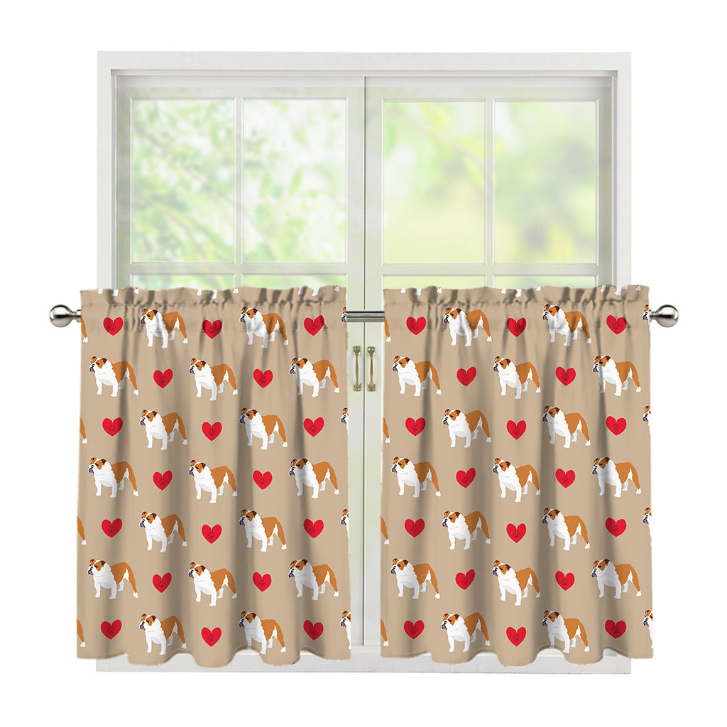 Love English Bulldog Pattern Print Tier Curtains