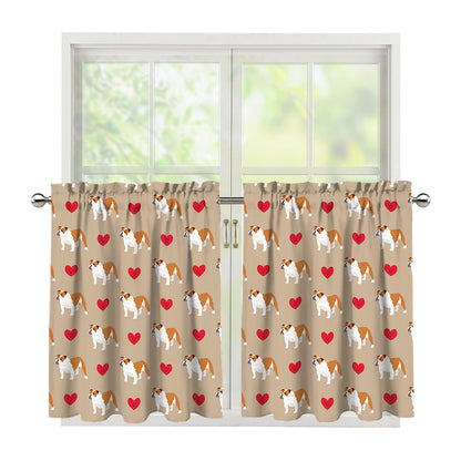 Love English Bulldog Pattern Print Tier Curtains