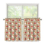 Love English Bulldog Pattern Print Tier Curtains