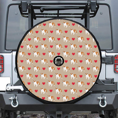 Love English Bulldog Pattern Print Tire Cover With Camera Hole