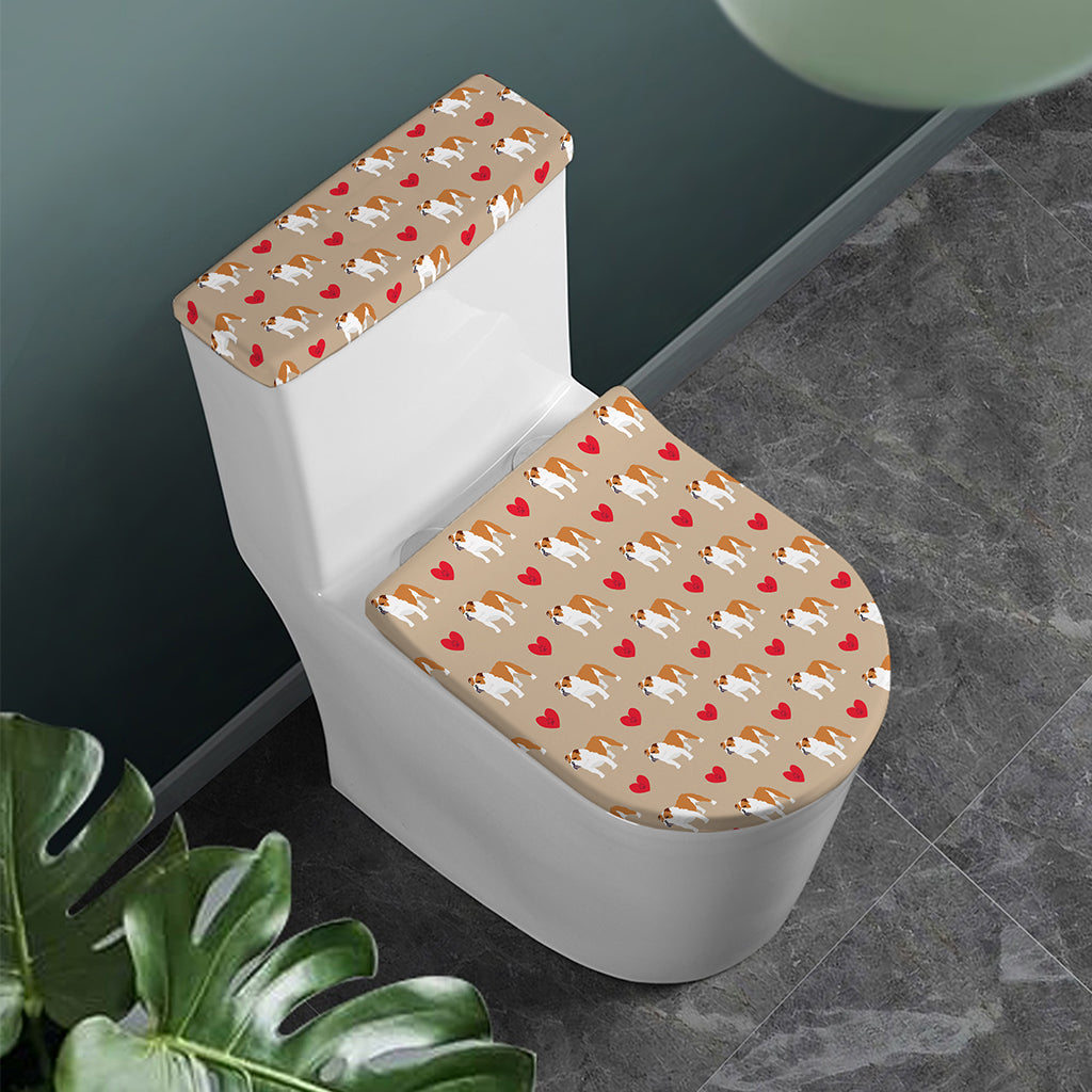 Love English Bulldog Pattern Print Toilet Lid And Tank Cover Set